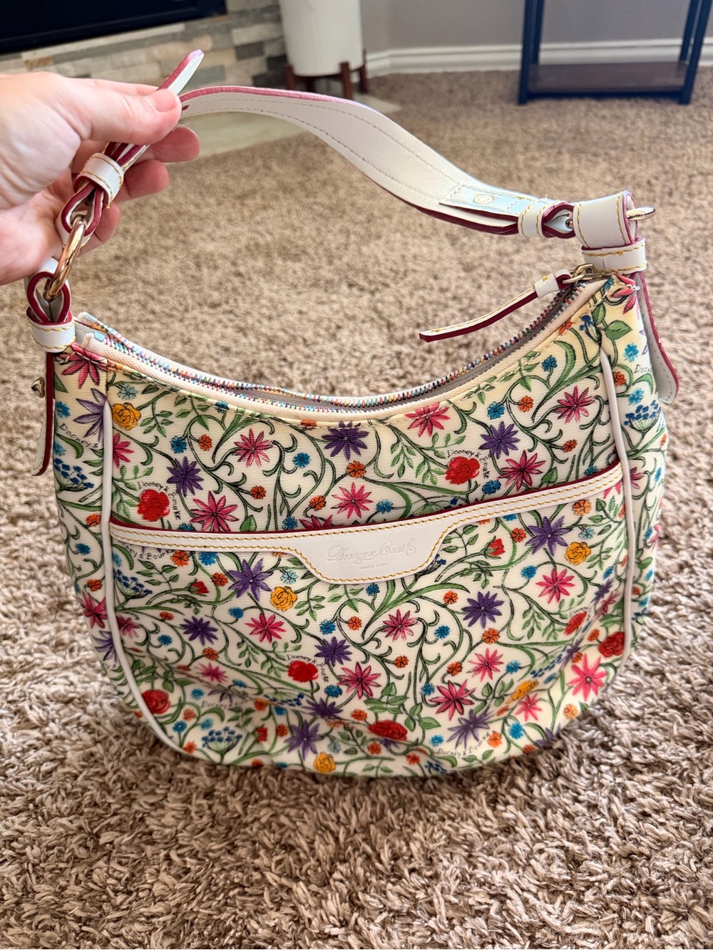 Dooney & Bourke Botanical Floral Hobo Rainbow Zipper